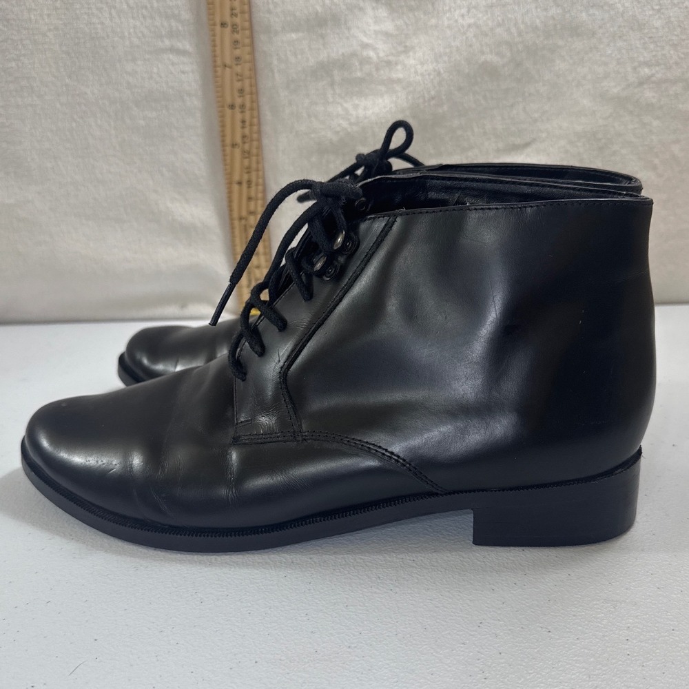 Topshop Black Lace Up Ankle‎ Boots Chunky Heel Womens Size 10.5